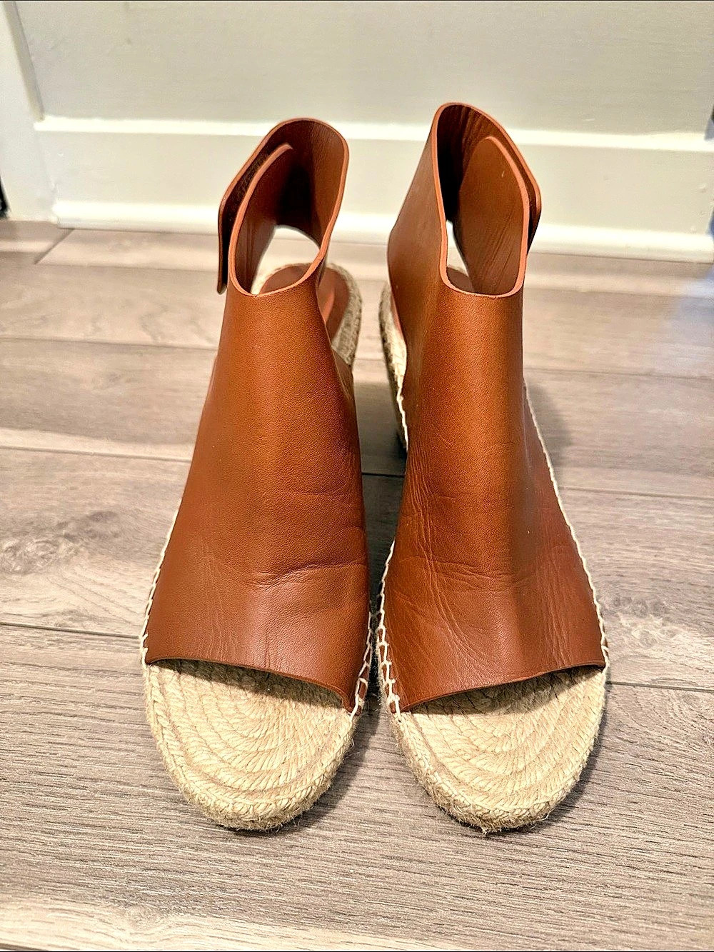 Celine Leather Espadrille Wedge in Brown EU 41